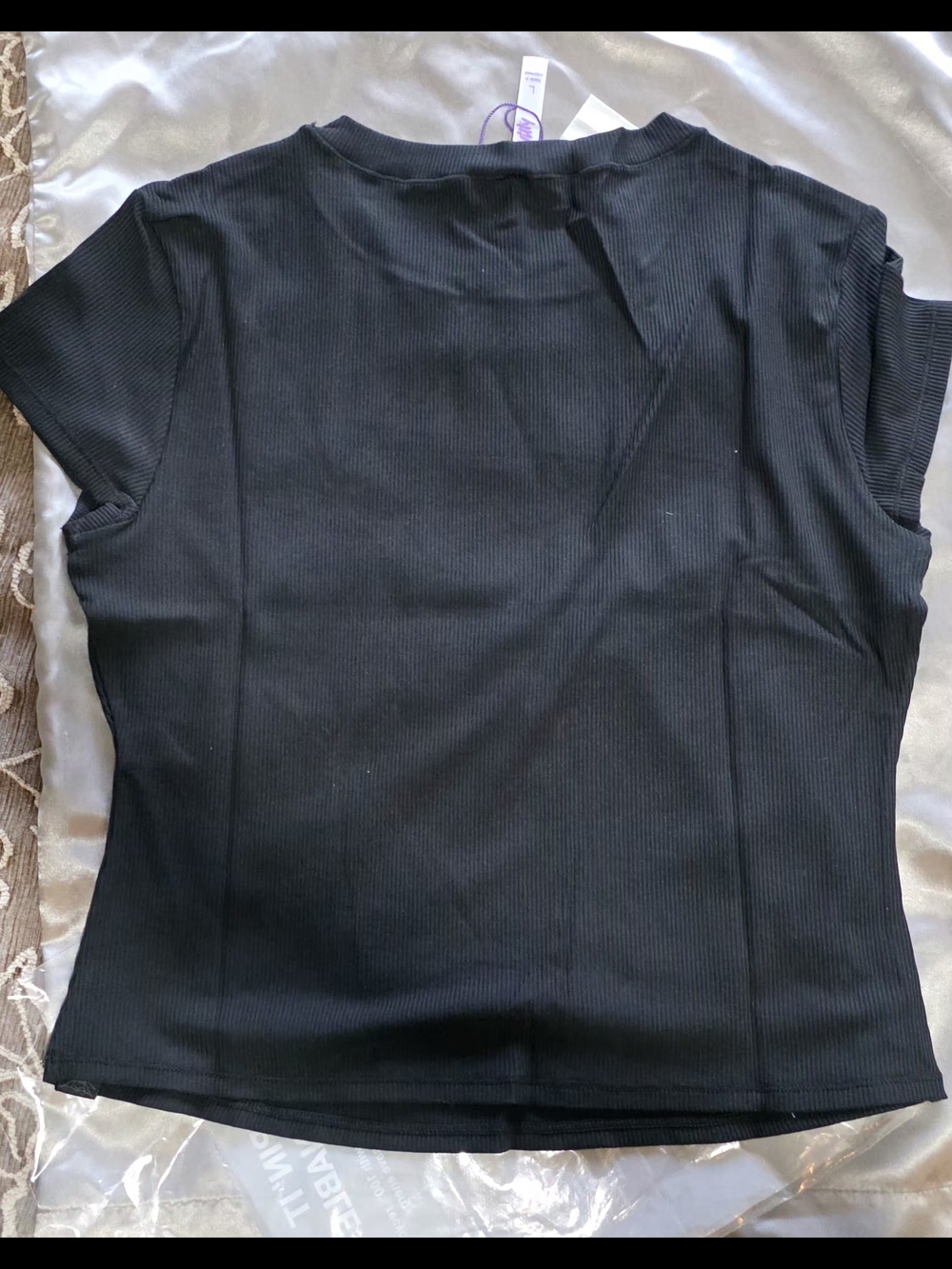 YITTY(Fabletics) Black Ribbed Short Sleeve Crew Tee Size Large - Picture 3 of 6